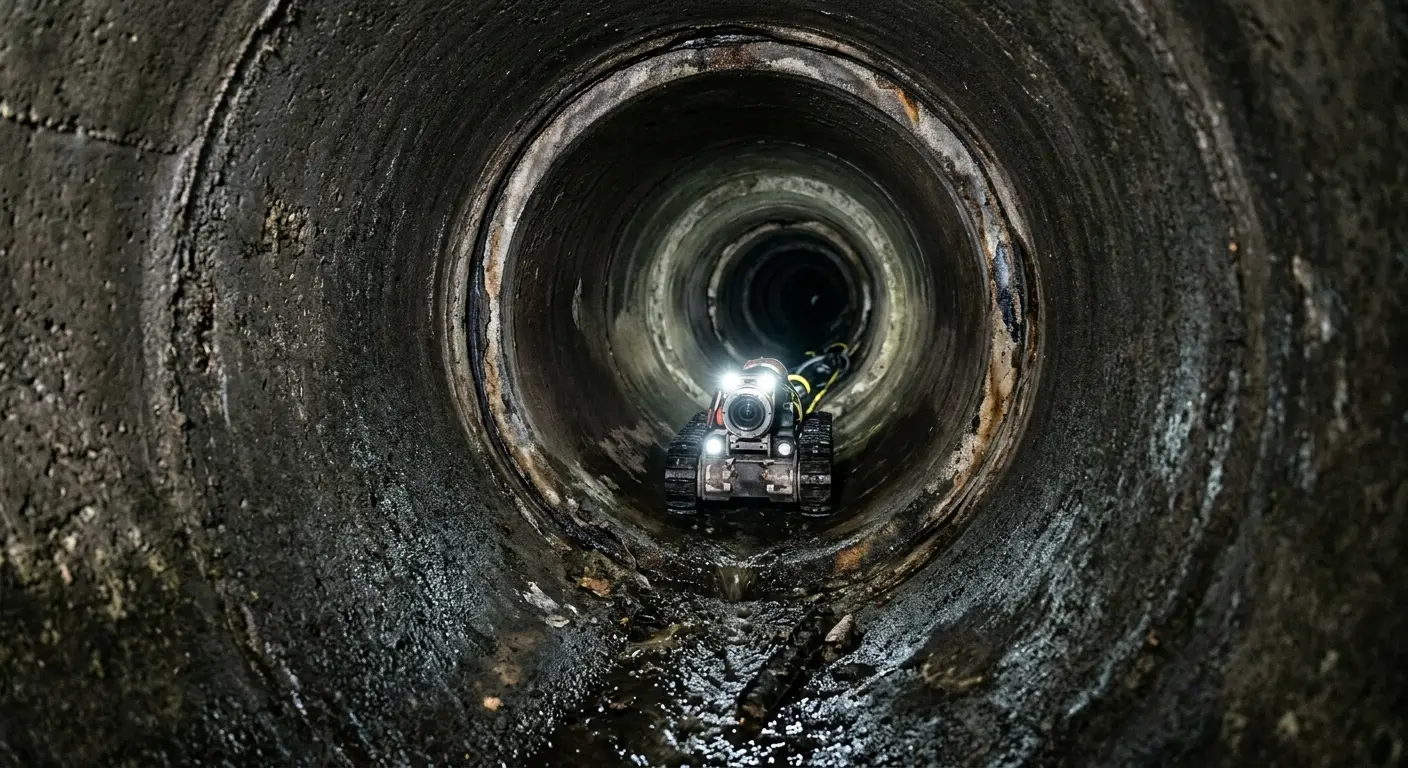 Robotic sewer camera inspecting pipe interior for Drain Snake Service in Haverstraw